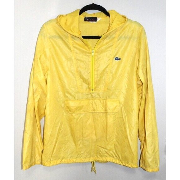 IZOD j.g. Lacoste vintage yellow thin nylon hoodie pullover YOUTH size XL 14-16 - Picture 1 of 7